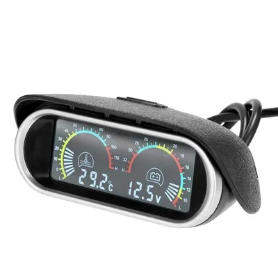 Obrázok produktu pre 2 v 1 univerzálny merací prístroj, 12,0V/24V LCD Liquid Crystal Car Digital Horizontal Gauge, Car Digital Gauge
