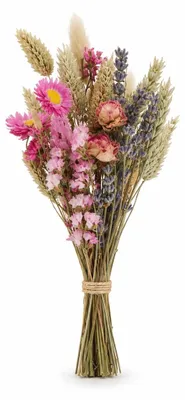 Produktbild von Blumenstrauß – Getrocknete Blumen – Natürliche Wildblumen – Rose – Durchmesser: 15 cm – Länge: 35 cm