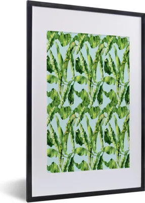 Produktbild von MuchoWow® MuchoWow® Gerahmtes Poster Vintage - Blätter - Muster 40x60 cm - Poster mit zchwarzem Bilderrahmen - Poster in Rahmen