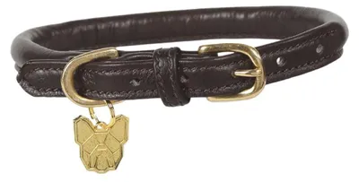 Image de Digby & Fox - Collier de chien, cuir enroulé, boucle ER2101 (XXS - Neckline : 23 cm-28 cm) (Marron)