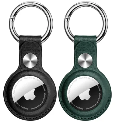 Productafbeelding van 2 Pack Voor PolyurethanLeren Airtag sleutelhanger compatibel met Apple Airtag