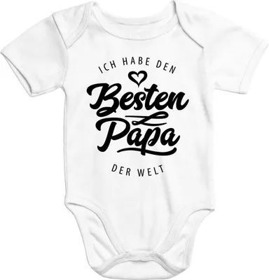 Produktbild von Kurzarm Baby Body Ich habe den besten Papa der Welt Spruch Geschenk Baumwolle Moonworks® weiß 12-18 Monate
