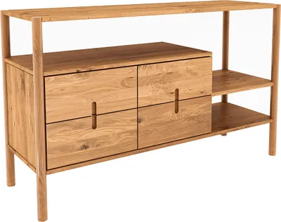 Produktbild von Regalschrank 142 cm breit, Eiche massiv geölt, PORI-165