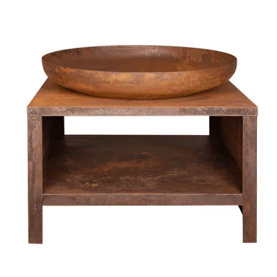 Obrázek produktu pro Esschert Design - Miska na oheň s úložným prostorem na dřevo 80 cm rezavá