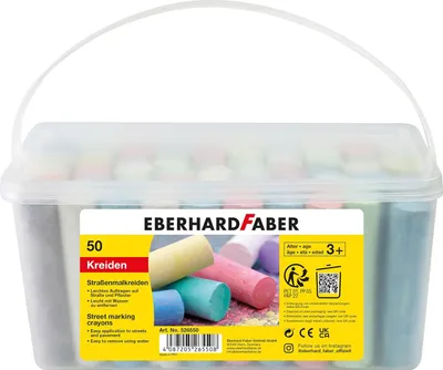 Immagine prodotto di Faber 526550 - Gessetti per strada, confezione da 50 pezzi, 8 colori vivaci