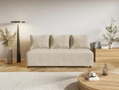Produktbild von Schlafsofa CAMILO, Sofa mit Schlaffunktion und Bettkasten, Farbe: Beige, Velourstoff