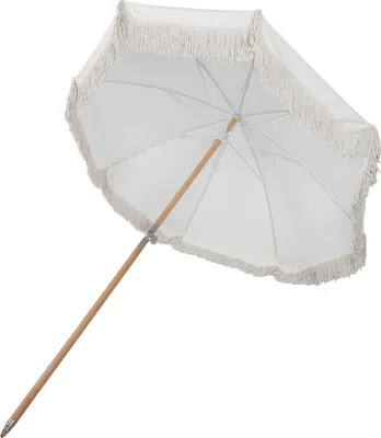 Obrázok produktu pre Dáždnik na terasu s lemom 8 rebier zo sklenených vlákien UV dôkaz Veľký vonkajší stolový trhový dáždnik pre záhradnú terasu Backyard Pool Beige