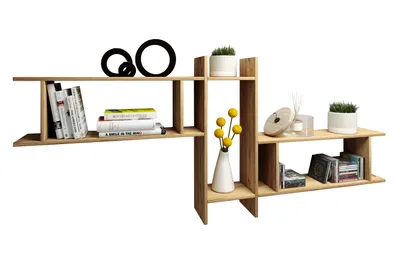 Immagine prodotto di Mensola appesa in legno | Scaffale salvaspazio | Dimensioni: H. 80 x W. 188 x D. 20 cm | Elegante mensola appesa | Scaffale di stoccaggio | Libreria | Tavola da parete - Sirola Maxi