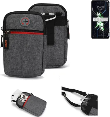 Produktbild von K-S-Trade Holster Gürteltasche kompatibel mit Xiaomi Black Shark 4S Handy Tasche Schutz Hülle grau Zusatzfächer 1x