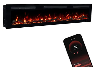 Produktbild von Glow Fire Elektrokamin 'Inside 182' | LED Wandkamin in schwarz mit Heizung (1800 W) | HxBxT: 35x182x12cm