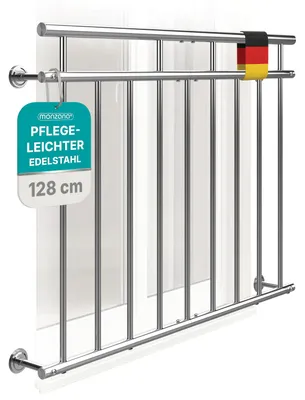 Zdjęcie produktu dla MONZANA® Balkon francuski ze stali nierdzewnej łatwy w pielęgnacji 90x128cm 9 prętów wypełniających Balustrada balkonowa Balustrada tarasowa Osłona okna