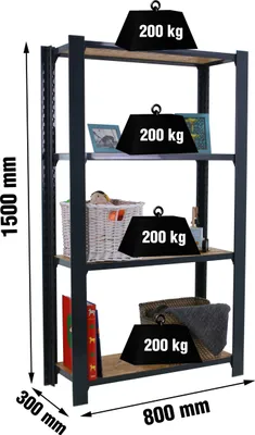 Produktbild von Simonrack Schwerlastregal OFFICLICK 4 8425437127687 anthrazit, braun 80,0 x 30,0 x 150,0 cm