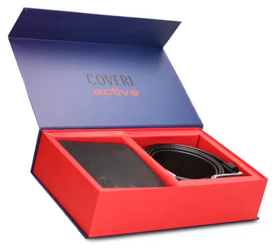Image de Portefeuille à ceinture pour hommes, en cuir véritable, noir, collection Coveri