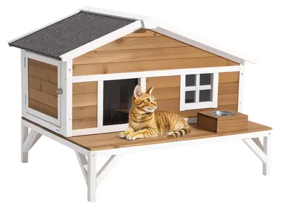 Produktbild von VEVOR Katzenhaus Outdoor, Katzenhütte mit Schaumstoffisolierung, Holzunterstand