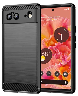Produktbild von Techsuit Carbon Silicone Back Cover Hülle für Google Pixel 6 - Schwarz