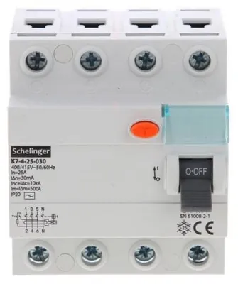 Immagine prodotto di Interruttore differenziale AC 4P 25A 30mA SCHELINGER