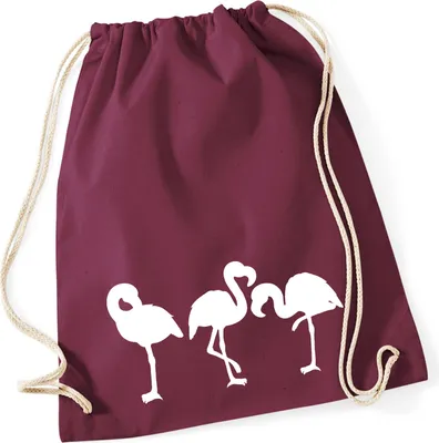 Produktbild von Huuraa Turnbeutel Flamingos Silhouette 12 Liter Burgundy Baumwolle Rucksack Geschenkidee