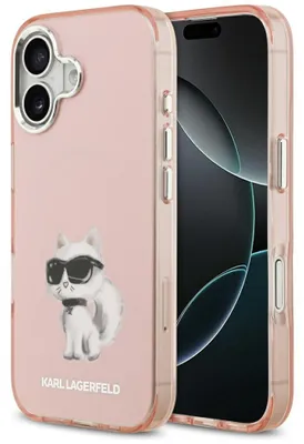 Zdjęcie produktu dla KARL LAGERFELD case passend für IPHONE 17 compatible with MagSafe KLHMP17SHMCHAQOP (IML Aquarelle Choupette & Logo) pink