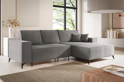 Produktbild von Ecksofas in L-Form ANTONIO ARAGON 294x185x81cm, Schenkel/Ottomane rechts oder links, Schlaffunktion & Bettkästen, Eckarniutur, Webstoff in Grau