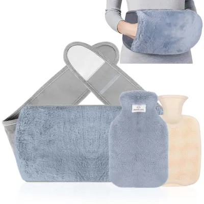 Image de Ceinture chauffante 3 en 1, comprenant une bouillotte en PVC de 1 litre avec housse