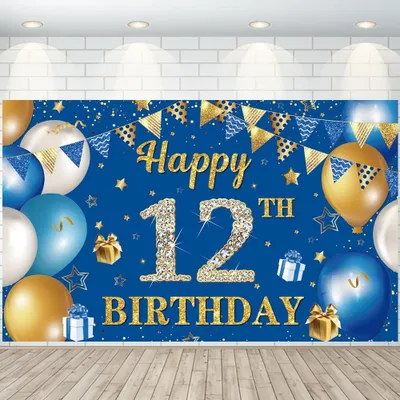 Image de Bannière d'arrière-plan 12ème anniversaire Bleu Or