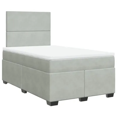 Image de Sommier à lattes de lit et matelas Gris clair 120x200cm Velours