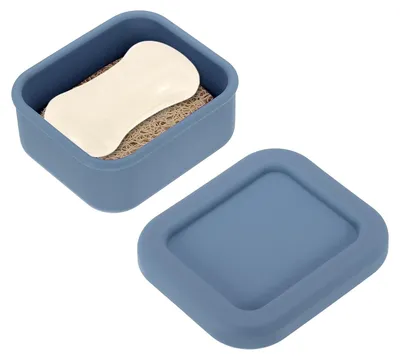 Productafbeelding van Siliconen zeepdoosje - Waterdichte zeephouder voor onderweg - 3,7 x 3,3 x 1,6 inch - Blauw