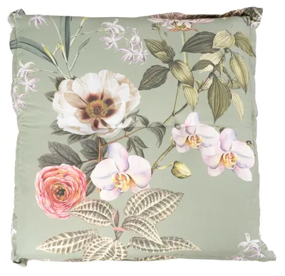 Produktbild von Hockerauflage - Mint - 50 x 50 cm - Blumenmotiv - mit Stehsaum