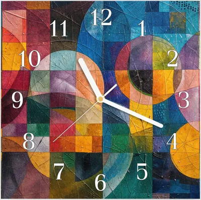 Produktbild von Wanduhr aus Glas mit Motiv Abstrakte Farben- 30 x 30 cm - inkl. Aufhängesystem