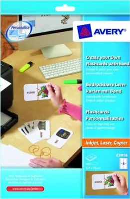 Image de Cartes d'apprentissage imprimables avec ruban 100 pièces