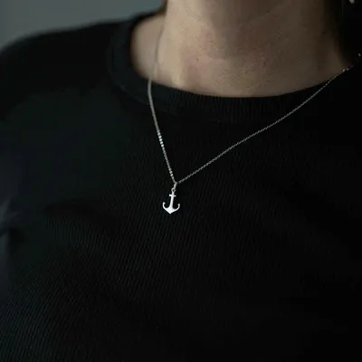 Produktbild von MATERIA by Matthias Wagner Anker Kettenanhänger klein 925 Sterling Silber wahlweise mit Halskette KA-104