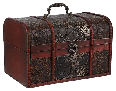 Holz-Schatzkiste, Vintage, Blumenmuster, 26,5x9x9 cm, Geschenkbox