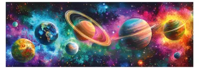 Imagen del producto de DINO Puzzle panorámico, planetas de colores, 150 piezas