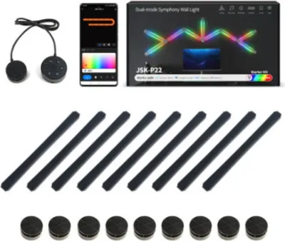 Produktbild von INF WiFi Bluetooth LED Lichtleisten - 9 Stück, DIY Smart Spleißen Schwarz