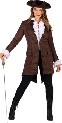 Produktbild von T3514-1300-XXL braun Damen Piraten Jacke lang Barock Mantel Gr.XXL=50