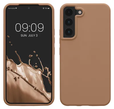Produktbild von kwmobile Handyhülle für Samsung Galaxy S22 Hülle - Case Silikon - Kabelloses Laden - Schutzhülle Cover in Cappuccino