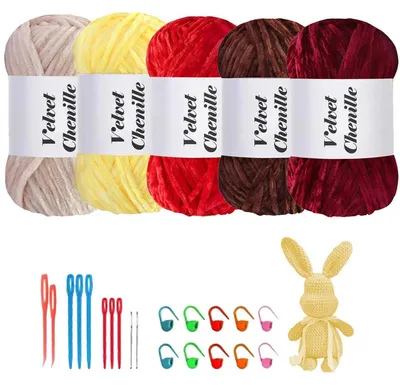 Immagine prodotto di Filato chenille, 500g (5 gomitoli da 100g), morbido e peloso, ideale per lavorare a maglia e all'uncinetto