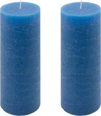 Zdjęcie produktu dla Zestaw świec rustykalnych, 20 cm, Ø 7,5 cm, niebieskie, 2 sz