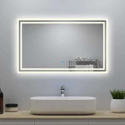 Produktbild von LED Badspiegel mit Beleuchtung Beschlagfrei 90x70cm Badezimmer Spiegel mit Kalt/Neutral/Warmweiß Dimmbar Speicherfunktion