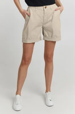 Produktbild von OXMO OXCharline Damen Shorts Chinoshorts kurze Hose mit Eingrifftaschen Gürtelschlaufen Baumwollmischung Regular fit