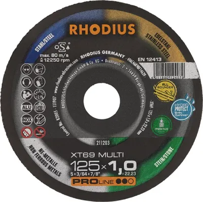 Produktbild von RHODIUS Extra dünne Trennscheibe XT69 MULTI 125 x 1,0 x 16,00 PROline 211706
