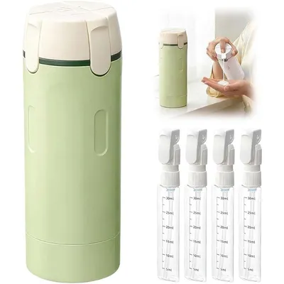 Produktbild von 4-in-1 Reise Spender Flaschen Set - Auslaufsicher & Wiederbefüllbar - Reiseset für Shampoo, Lotion, Creme & Conditioner - Grün
