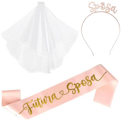 Produktbild von Braut Stirnband mit Schleier - Kopfschmuck für Junggesellinnenabschied und Hochzeit - Weiß