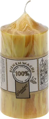 Produktbild von 100% Bienenwachs Stumpenkerze "Struktur" Honig 120 x Ø 55 mm