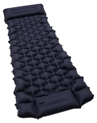 Obrázek produktu pro Kempingová karimatka Eikuavons, nafukovací karimatka, ultralehká karimatka o tloušťce 8,5 cm s polštářem, samonafukovací karimatka na spaní pro kempování, turistiku a pláž, voděodolná a skládací, 192 x 60 x 8,5 cm, tmavě modrá