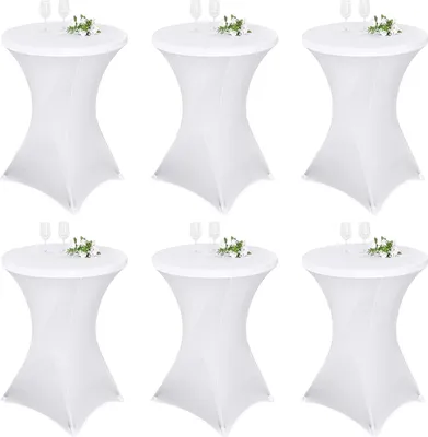 Obrázek produktu pro 6 kusů Barový stůl Kryty Barový stůl Elastan Stretch ubrus, pro Bistro stůl Ø 70-75 cm, pro kulatý stůl Svatební narozeninová párty Banquet stolní dekorace (70x110 cm, bílá)