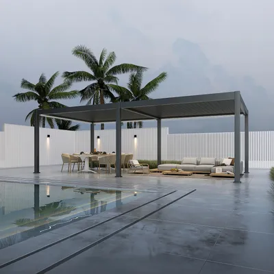 Produktbild von Weide E-Deluxe Plus elektrische Pergola Voll-Aluminium 4x8m mit Lamellendach anthrazit