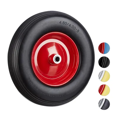 Produktbild von relaxdays 1 x Schubkarrenrad 4.80 4.00-8 schw./rot