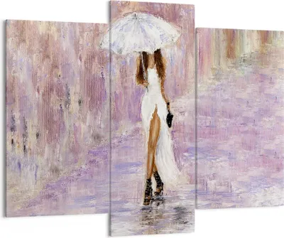Produktbild von Bild auf Leinwand - Leinwandbild - Frau Regenschirm - 130x100cm - Wand Bild - Wanddeko - Leinwanddruck - Bilder - Kunstdruck - Wanddekoration - Leinwand bilder - Wandkunst - CB130x100-3822