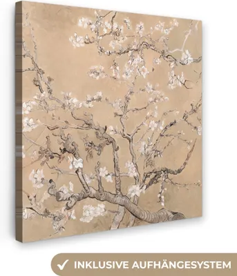 Obrázok produktu pre MuchoWow® - Plátno - Mandľový kvet - Umenie - Van Gogh - Béžová, nástenná maľba, nástenné dekorácie obrazy obývacia izba, 50x50cm